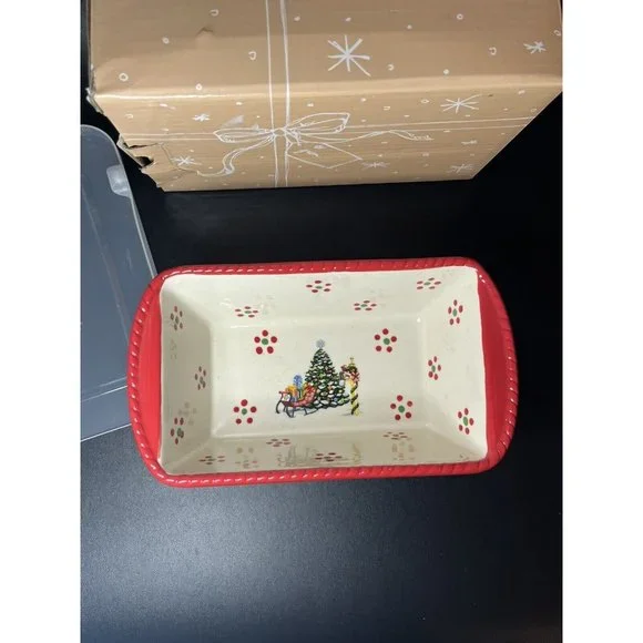 Temp-Tations by Tara HOLIDAY 12 oz loaf pan with plastic cover Christmas Tree - Picture 3 of 6